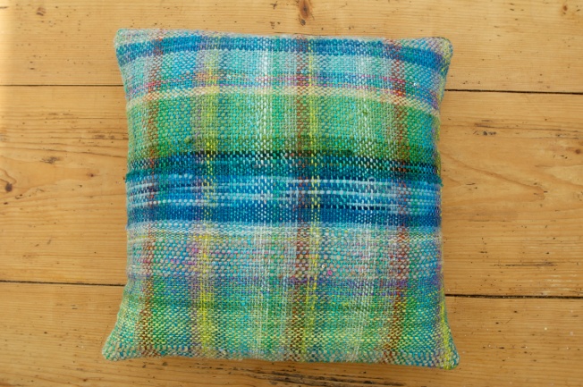 bluebell wood inspired weavings made into cushions